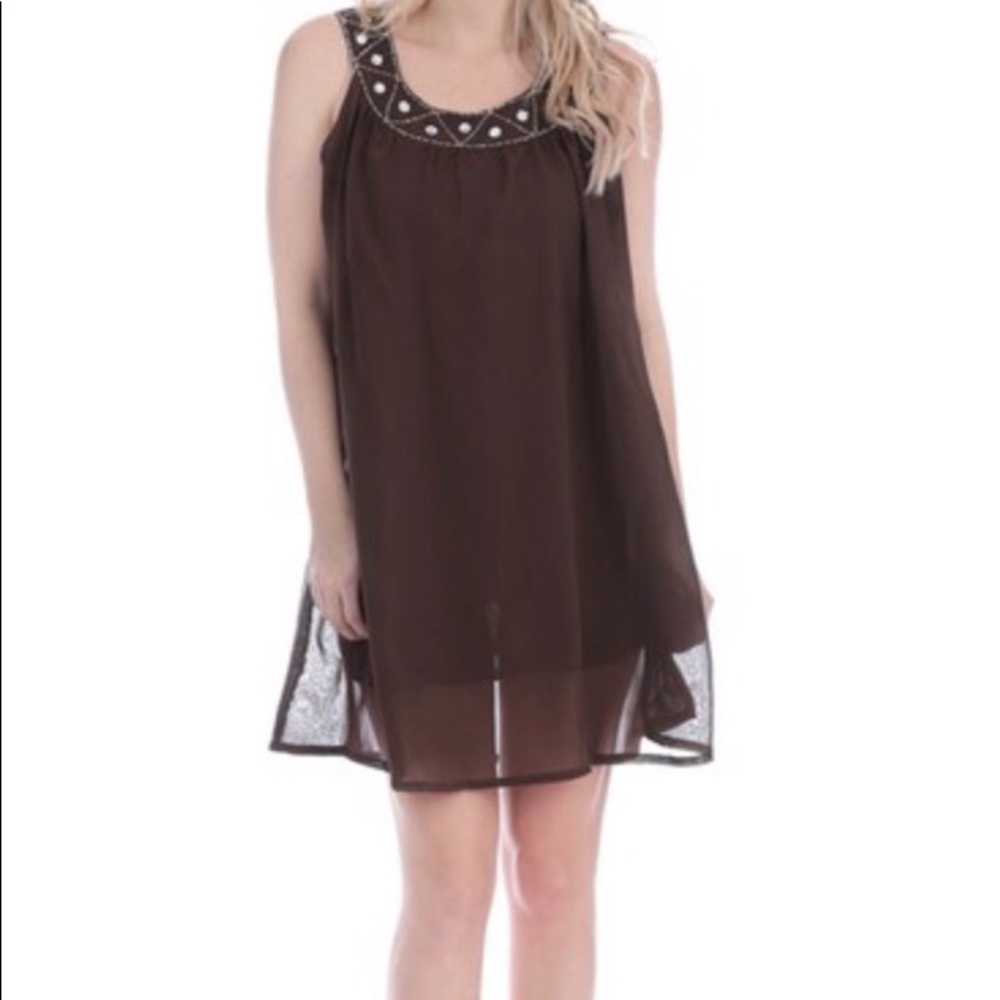Chocolate flowy tank dress-NWT
